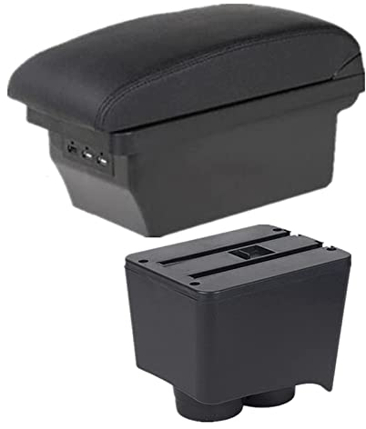 Car Armrest For V&w For Polo 9N 2002-2009 Armrest Box Content Storage Box Center Console Leather Cup Holder Dual Layer Armrest Box (Color : B)