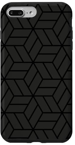 iPhone 7 Plus/8 Plus Black Charcoal 3D Cubes Geometric Monochrome Modern Pattern Case