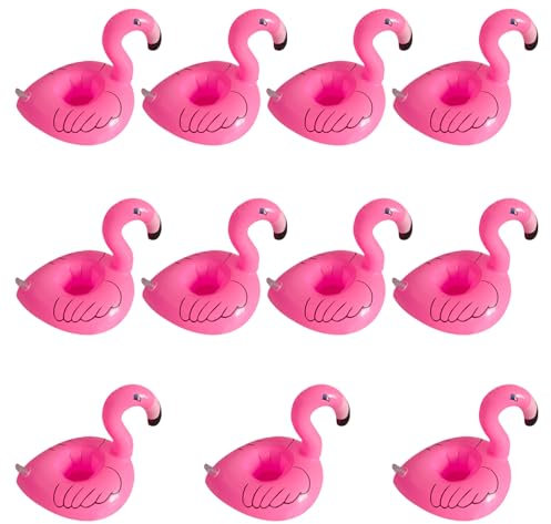 CWPFVQA 11 Pièces Dessous De Verre Flamant Rose, Dessous De Verre Gonflable, Plage, Porte-Boisson De Piscine, Porte-Bière Flottant, Porte-Gobelet, Porte-Canette, Approvisionnement en Eau