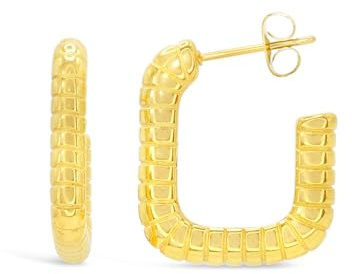 ARS-ARGENTI Ohrringe eckige Creolen 750 vergoldet 18K Schmuck Geschenk Damen Mädchen 30 mm twisted hoops statement extravagant hochwertig edel hypoallergen