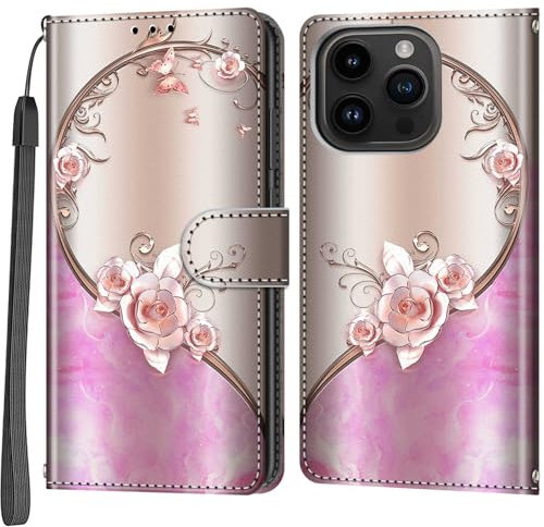 Cover per iPhone 15 Pro Max, Pelle Portafoglio Custodia con Slot per Schede Flip Cover Custodia Compatibile iPhone 15 Pro Max