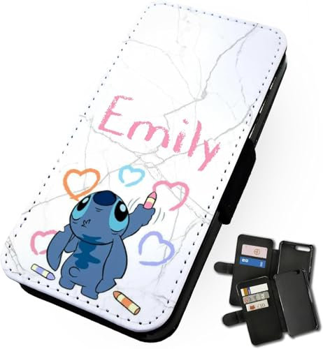 Personalised Crayon Stitch | Compatible With iPhone/Samsung/Huawei & Oppo Models Faux Leather Flip Phone Case