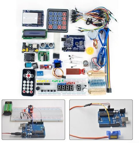 Eawfgtuw Arrancador electrónico DIY para Arduino R3 – Juego completo con tutorial, tabla de pan, pantalla LCD1602 – más de 60 componentes para aprender y experimentar – Principiante a avanzado