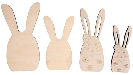 Rayher Osterhasen, Holz-Deko-Hasen, 8,7 - 12,4 cm, 4 Stück, sortiert, Holz FSC zertifiziert, natur, Tischdeko, Tischstreuer, Streudeko Ostern, Osterdekoration, 46781505