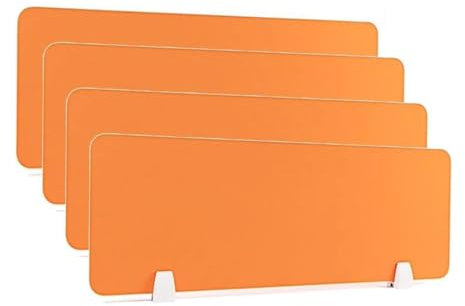Trennwand aus Stoff für Schreibtisch, Schallschutz, Trennwand für Schreibtisch, Schreibtisch, Studentenschreibtisch, Arbeitszimmer, 4 Stück, Orange (100 x 30 cm)