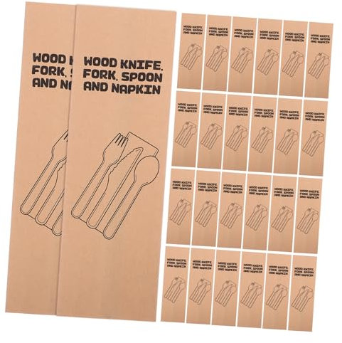 OKUMEYR Elegant Paper Utensil Holder Set 100pcs Cutlery Sleeves Bag Silverware Wraps for Wedding Party Home