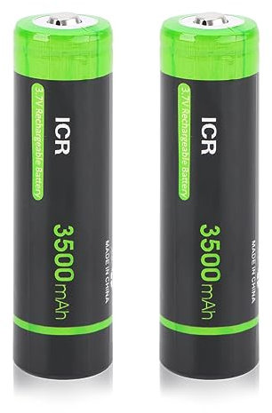 Batteria 3.7v Ricaricabile NiMH Batteria,3500mAh Alta Capacità Batteria Ricaricabile Batteria per Torcia a LED, Lampade Frontali, Dispositivi Elettronici ecc (Testa a Punta,2 Pezzi)