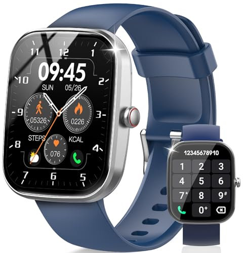 Smartwatch con Effettua/Risposta Chiamate, 1.91'' Orologio Smartwatch Uomo con Contapassi/Sonno/Cardiofrequenzimetro, 110+ Modalità Sportive Fitness Tracker, IP68 Smart Watch per iOS Android Blu