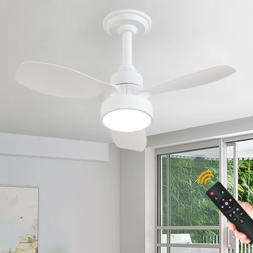 JDONG Weiß Deckenventilator mit Beleuchtung Ø 62CM Leise Deckenventilator mit Fernbedienung 3 Farbtemperatur und 3 Geschwindigkeiten Deckenlampe mit Ventilator Timer Deckenlampe für Schlafzimmer
