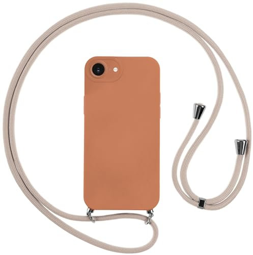 Vauki Cover per iPhone 16E/iPhone SE 4 2025 con Cordino, Silicone Custodia con Laccio Collana Tracolla, Antiurto Ultra-Sottile Protettiva Cellulare Case per iPhone 16E/iPhone SE 4, Brown
