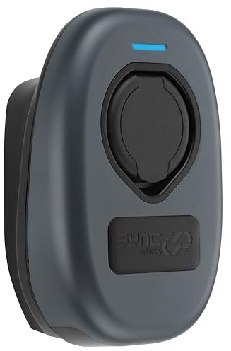 Sync Energy EV Wall Charger 2, Socketed Smart EV Charger, Mode 3, Type 2 with Auto lock, Single Phase, Electric and Hybrid Vehicles, Wi-Fi, LAN and 4G, BG Sync EV, Black, 7.4KW, 32A, IP65, EVWC2S7GG