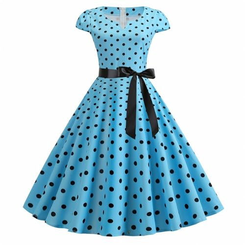 Robe Vintage Femme Rose,Robe Vintage Années 50 Pin Up Swing Elégantes RéTro Pin-Up AnnéE 50s Rockabilly Swing à Pois De Cocktail sans Manche FêTe CéRéMonie Vintage Robe