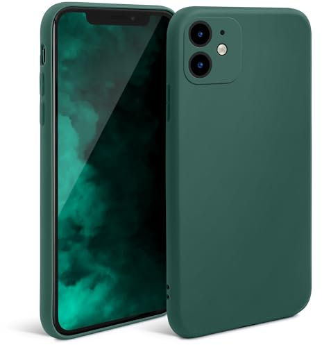 Moozy Coque Protection en Silicone pour iPhone 11 Minimalist Series, Finition Mate, Étui Antichoc Housse Bumper Fin et Mince de TPU Souple Cas de Téléphone Case Cover, Vert Foret