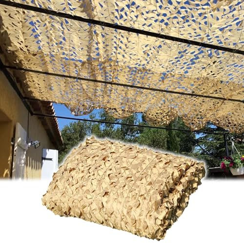 Filet De Camouflage Sable, Voile D'ombrage Camouflage, Toile Ombrage Exterieur, Bache Militaire pour Pergola Camping, Filet de Protection Solaire