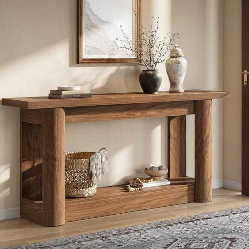 Tribesigns 160 cm Konsolentisch, Flurtisch mit Ablage, Schmal Beistelltisch, Lange Sofatisch für Eingang, Schlafzimmer, Flur, Foyer, Wohnzimmer, Rustikales Braun