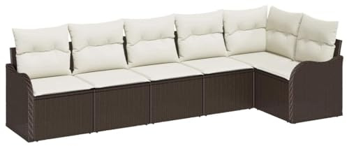 vidaXL Gartensofa-Set 6 STK. Braun Poly-Rattan