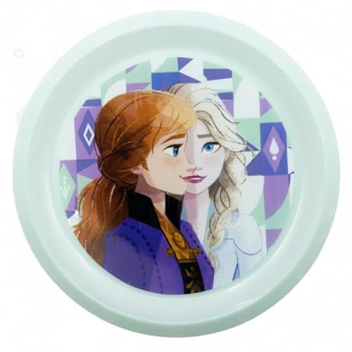 SRV Hub Disney Frozen - Plato de plástico para niños, 21,5 cm, sin BPA, reutilizable, redondo, con estampado de Elsa y Anna, vajilla ligera para niños, regalo ideal para niñas, solo lavar a mano, a