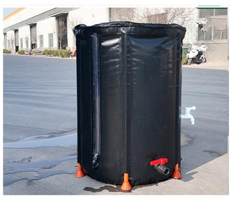 HOFUNTRE Regenwassertonne Faltbar Mit Hahn ，PVC-Regenwassersammeltonne，Regenwassertank ，Geeignet for Den Langzeiteinsatz Im Außenbereich, Robust Und Langlebig(Black,500L)