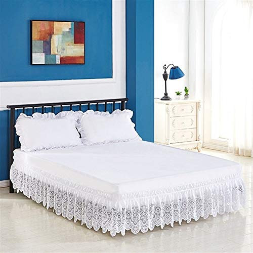 QXYOGO Jupe de Lit, Cache Sommier Jupe de lit Extensible en Dentelle for lit Queen Size, Confortable et résistante aux Rides, for Chambre à Coucher(B,1.0m (3.3 Feet) Bed)