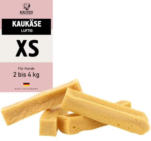 Kauies luftiger Kaukäse - 100% natürliche Käsestange für Hunde aus Kuhmilch, proteinreich, laktosefrei, glutenfrei, ideal für Welpen & Senioren, Made in Germany, Größe XS (4 x 25g) bis 4kg