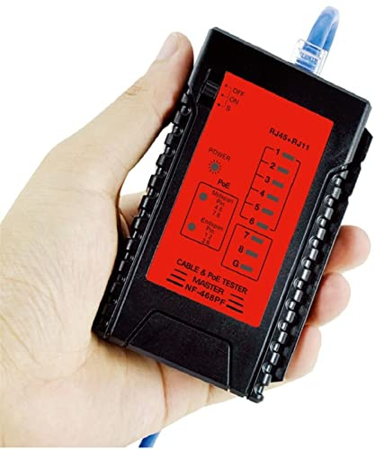 Tester di fibra, NF-468PF POE Tester di rilevamento standard LAN Cable Network Test di continuità LED RJ11 RJ45 Leggero