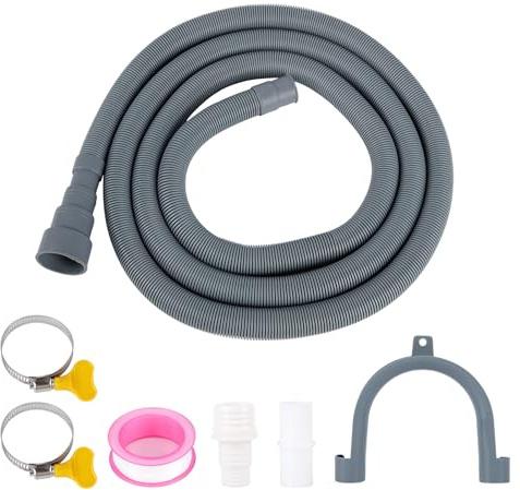 Kit de raccordement de tuyau de vidange, 1m/1,5m/2m/2,5m/3m/4m/5m, tuyau universel pour lave-vaisselle, avec raccords de tuyau et colliers de serrage, pour lave-vaisselle (2,5 m)