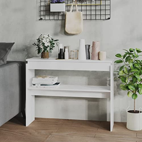 HETFTJN Konsolentisch Weiß 102x30x80 cm Holzwerkstoff Modernes schmales Sideboard mit Wandbefestigung platzsparend als Flurtisch Beistelltisch für Wohnzimmer Flur Schlafzimmer Büro