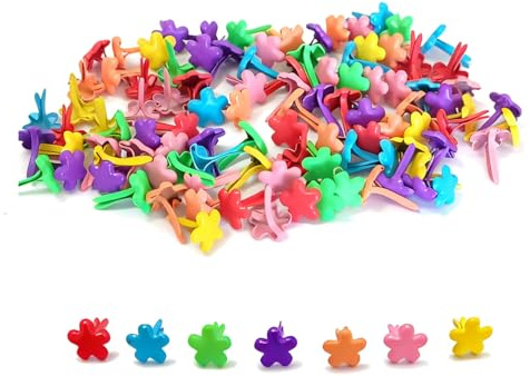 leersao 100 Stücke Mini Kleine Blume Brads | Musterklammern Metall Bunte Brads Verwendet für Scrapbooking Papier Briefklammern Basteln Handwerk DIY Kunsthandwerk (Farbig)