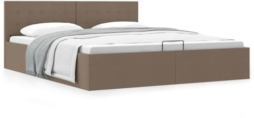 Yunovire Stauraumbett Hydraulisch Taupe Stoff 160x200 cm, Modernes Polsterbett mit Gasdruckfeder, Robustes Bettgestell für Schlafzimmer