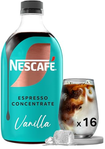 NESCAFÉ Espresso Concentrate Vanille, Café Glacé à Diluer, 500ml | Préparation Rapide de Café Glacé Maison Goût Vanille , Concentré d'Espresso à mélanger avec du Lait , 16 Tasses par Bouteille