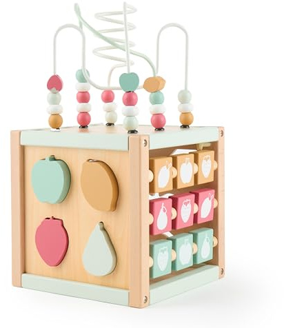 Bieco Motorikwürfel personalisiert Berry nachhaltiges Holz FSC® | Spielwürfel ab 1 Jahr | Activity Center Montessori Holzspielzeug