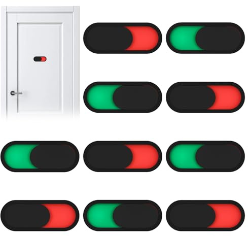 PYserne Lot de 10 curseurs de toilette, 10 x 4 cm, autoadhésifs, en acrylique, rouge et vert, pour salle d'attente, WC, salle de réunion