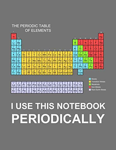 I Use this Notebook Periodically: Grey Funny Science Notebook, Size: A4, 8.5x11 inch, 120 page perfect bound soft cover Gray Periodic Table humor Chemistry Notebook, Paper: College Ruled Lined