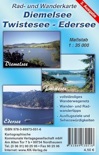 Diemelsee - Twistesee - Edersee: Rad- und Wanderkarte: Vollständiges Wanderwegenetz, Wander- und Radwandertipps, Ausflugsziele und Sehenswürdigkeiten