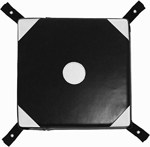 BAY WALL Catcher Wandschlagpolster 34 x 34 cm weiß schwarz Leder PU Sport Makiwara aus Kunstleder Wand Wandmontage Schlagpolster Schlagkissen, Sandsack, Boxsack, Wandsandsack, Wandschlagkissen