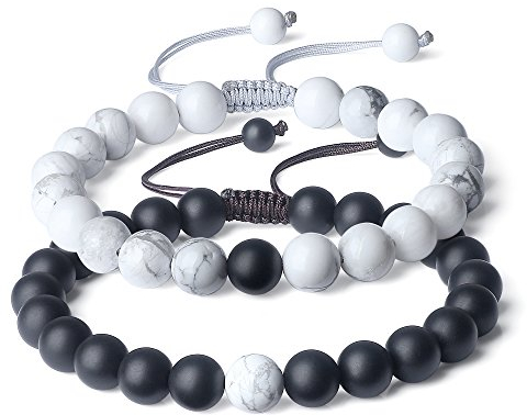 COAI Partnerarmbänder aus Howlith und Matt Onyx Freundschaftsarmbänder für Damen Herren