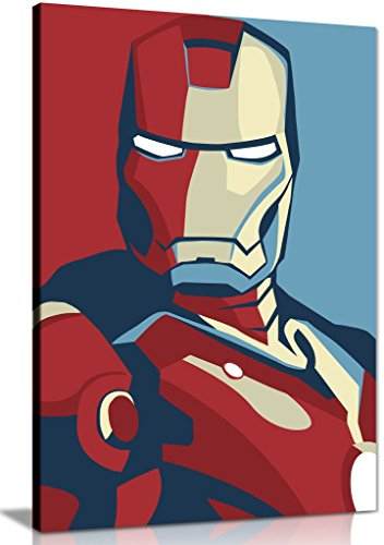 Iron Man Retro Pop Art Canvas Wall Art Picture Print (24X16)