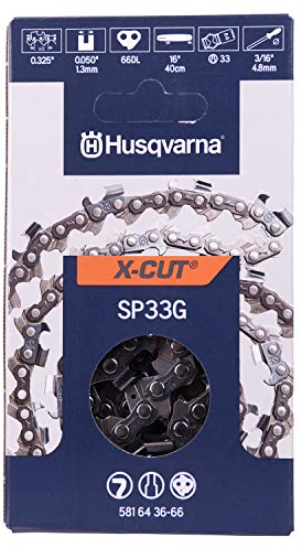 Cadena de sierra X-Cut Husqvarna de 0.325, 0.04 pulgadas, 66DL de 16 pulgadas, se adapta a sierras Husqvarna 340,345,350,440, 445, 450