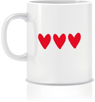 Mug Céramique - 3 Coeurs Rouges - Cadeau Saint Valentin, Amour, Couple of ASIN