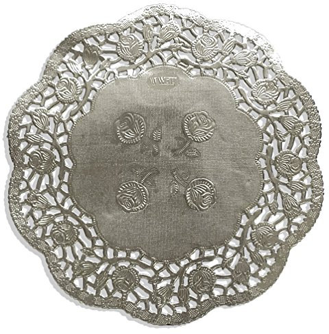 Kunze Tortenspitze, Spitzenpapier rund, geprägt, 100 Stück (Silber, Ø 16,5 cm)