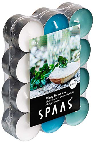 SPAAS 24 Bougies chauffe-plats parfumées couleurs assorties, ± 4,5 heures - Minty Hammam