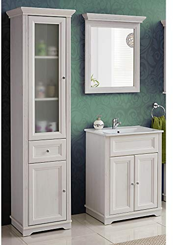 Lomadox Vintage Badmöbel Set im Landhausstil mit 60cm Keramik Waschbecken inkl. Unterschrank