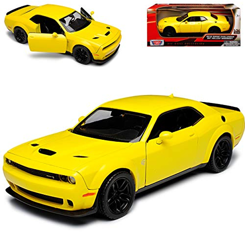 Motormax Dodge Challenger SRT Hellcat Widebody LC Coupe Gelb Ab 2008 1/24 Modell Auto