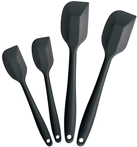 BYbrutek Teigschaber, Silikon Spatel mit Metallkern, Hitzebeständig bis 230 °C, BPA Frei Silikon Küchenhelfer, Ideal für Kochen und Backen (4 Stück Schwarz)