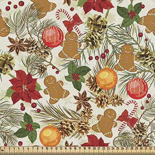 ABAKUHAUS Weihnachten Stoff als Meterware, Lebendiges buntes Weihnachten, Qualität aus Gewebten Stoff Wohnaccessoires, 5M (148x500cm), Kamel Rot
