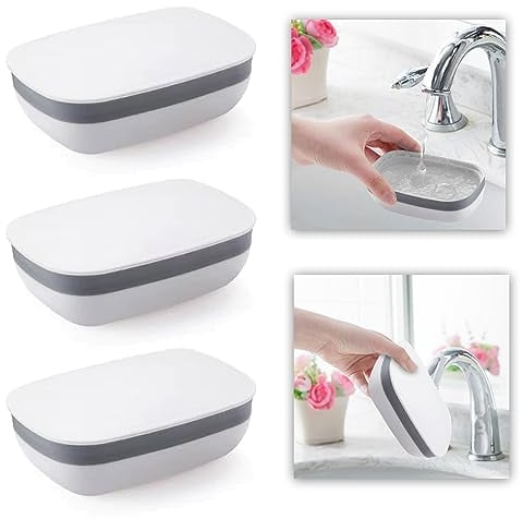 Schneespitze 3 Stück Seifendose Kunststoff,Seife Container Fall Box Reise Seifenschale Seifenablage Seifen Halter Kasten für Reisen Wandern Familienbad Schulgymnastik
