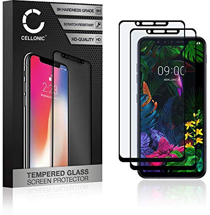 CELLONIC 2x Displayschutzglas kompatibel mit LG G8s ThinQ (3D Case-friendly 9H 0.33mm Full Glue) Glas schwarz Displayschutz Schutzglas Tempered Glass