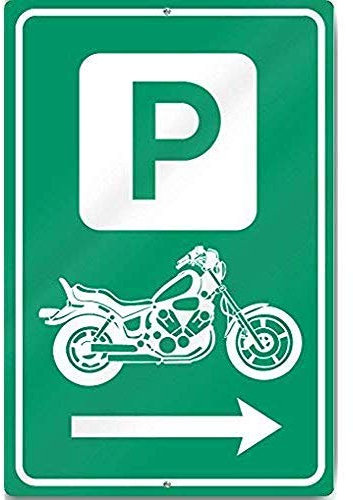 Lotusworld - Cartello di Avvertimento per Moto con Freccia di parcheggio direzionale, 20,3 x 30,5 cm