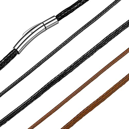 Bandmax Damen Halskette Schwarz Kunstleder 46cm geflochten Lederkette ohne Anhänger 2mm breit Lederband Collier für Jungen Mädchen Schmuck für Geburtstag