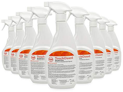 TouchGuard Lot de 10 x 500 ml, Spray désinfectant multi-surfaces sans alcool - Fabriqué au Royaume-Uni